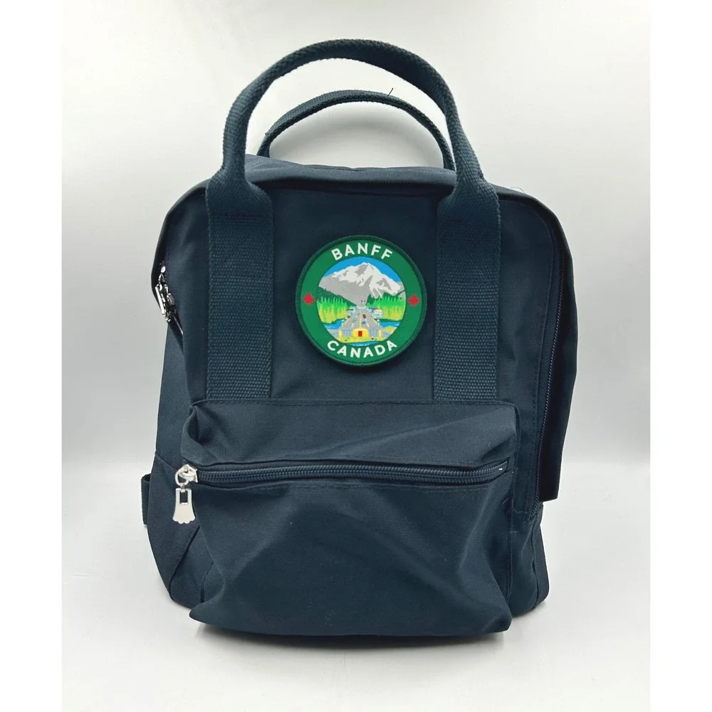 OSO Canada Backpack Navy Blue Small Banff Souvenir Patch EUC 12 x 12 x 4 in